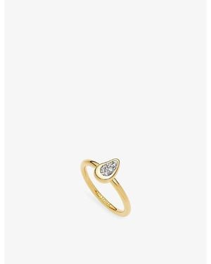 Missoma Molten Teardrop Pavé 18Ct-Plated Brass Ring - Metallic