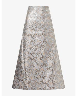 Huishan Zhang Vicky Floral Jacquard Midi Skirt - Grey