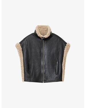 AllSaints Marlin Reversible Leather And Shearling Gilet - Black
