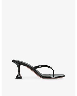 AMINA MUADDI Juliette Thong 70 Leather Heeled Sandals - Black