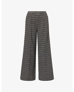 ME+EM Striped-Tweed Wide-Leg Knitted Pants - Gray