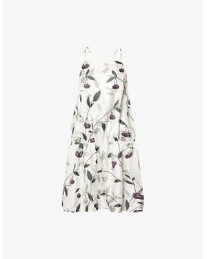 Stella McCartney High Summer Cherry-Print Silk Mini Dress - White