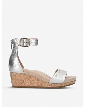 UGG Zoe Leather Wedge Sandals - Metallic