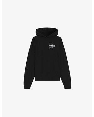 HUGO Branded-Print Relaxed-Fit Cotton-Jersey Hoody - Black