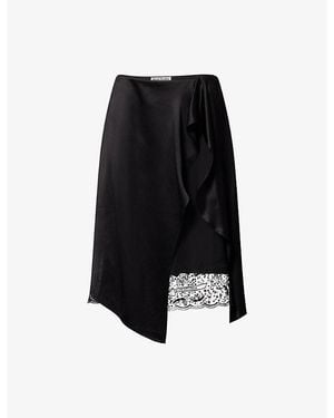 Acne Studios Inouka Layered Satin Midi Skirt - Black