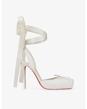 Christian Louboutin Cassia 100 Lace-Up Satin Court Shoes - White