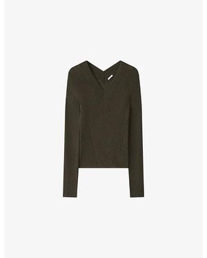 JOSEPH Harti V-Neck Knitted Top - Green