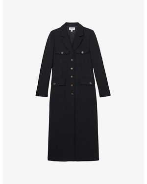 Reiss Madison Notch-Lapel Single-Breasted Wool-Blend Coat - Blue