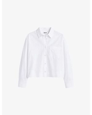 Ro&zo Cropped Long-Sleeve Cotton-Poplin Shirt - White