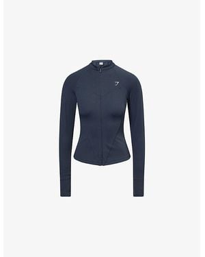 GYMSHARK Running Full-Zip Stretch-Jersey Track Jacket - Blue
