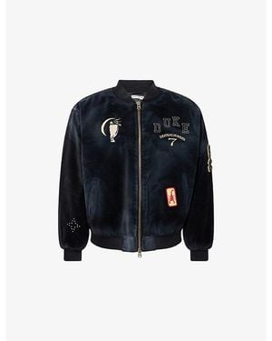 Duke & Dexter Lucky 7 Patchwork Cotton-Velvet Bomber Jacket - Blue