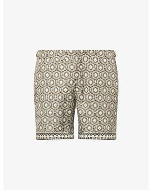 Orlebar Brown Bulldog Passetto-Print Swim Shorts - Natural