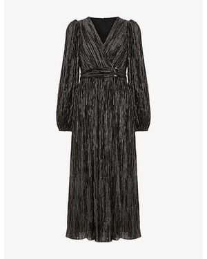 Phase Eight Petite Emre Long-Sleeve Woven Midi Dress - Black