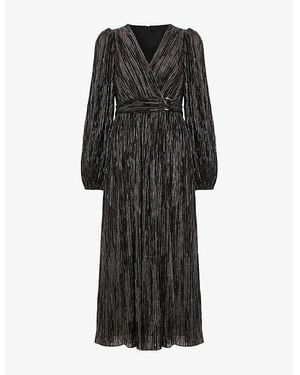 Phase Eight Petite Emre Long-Sleeve Woven Midi Dress - Black