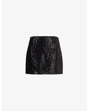 Anine Bing Tierra High-Waist Sequinned Mini Skirt - Black