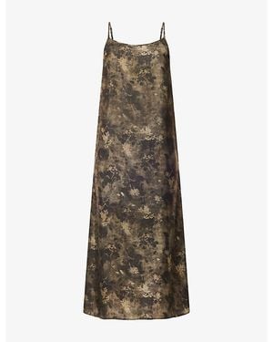 Uma Wang Anaya Floral-Print Woven Midi Dress - Natural