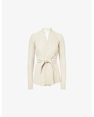 Rick Owens Strutter Tie-Front Leather Jacket - Natural