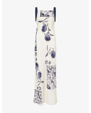 SIR. Phillipa Scoop-Back Silk-Blend Maxi Dress - Metallic