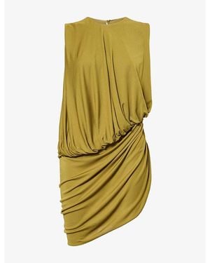 Abadia Layered Draped Jersey Top - Green