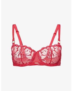 Chantelle Fleurs Lace Balconette Bra - Red