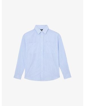 Reiss Ovante Striped Lyocell Shirt - Blue