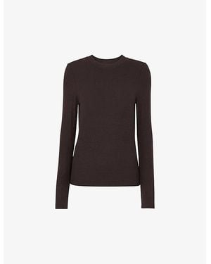 Whistles Essential Ribbed Stretch-Woven T-Shirt - Black