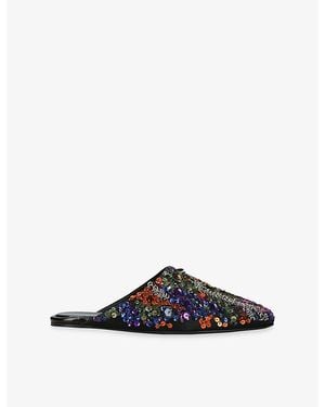 Dries Van Noten Sequin Silk-Blend Mules - Blue
