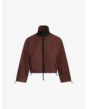 Skims Fleece Lounge Shrunken-Fit Fleece Jacket - Brown