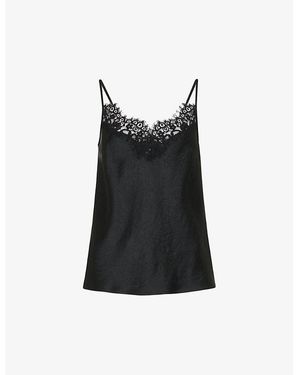 Whistles Lace-Trim Satin Cami Top - Black