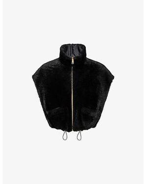 Prada High-Neck Reversible Slim-Fit Shearling Gilet - Black