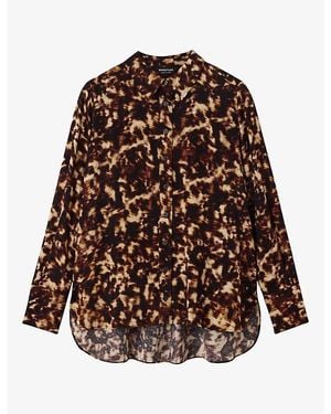 Whistles Tortoiseshell-Print Crepe Shirt - Brown