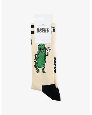 Happy Socks Pickles Stretch Cotton-Blend Socks - White