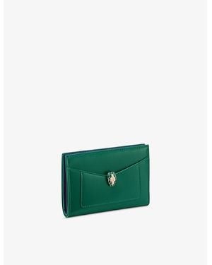BVLGARI Serpenti Forever Folded Leather Card Holder - Green