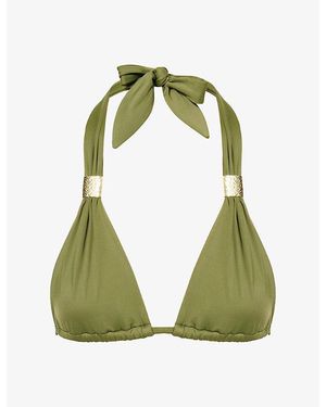 Heidi Klein Slider Halter-Neck Bikini Top - Green