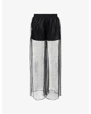 Alaïa Noir Polka-Dot Wide Leg Meshtrousers - Grey