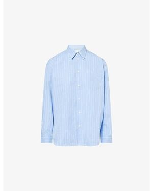 Sporty & Rich Oversized Striped Cotton Shirt - Blue