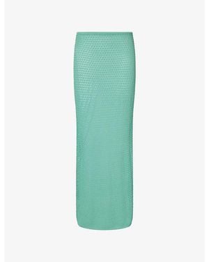 Cheap Monday Fontelina Mid-Waist Crochet-Knit Maxi Skirt - Green