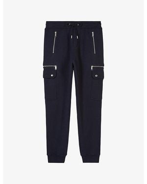 The Kooples Drawstring-Waist Zipped-Pocket Cotton-Jersey Jogging Bottoms - Blue