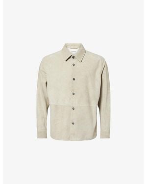 FRAME Collared Button-Up Suede Shirt - Natural