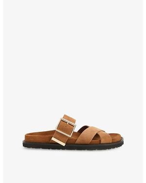Whistles Celestine Buckle-Detail Leather Slider - Brown