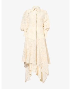 Mona Alshebil Embroidered-Lace Cotton Maxi Dress - Natural