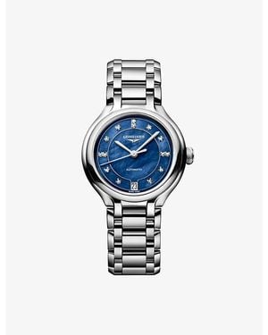 Longines Primaluna Stainless-Steel And 0.060Ct Diamond Automatic Watch 34Mm - Blue