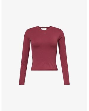 The Couture Club Sculpting Long-Sleeve Stretch-Woven Top - Red