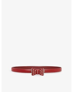 The Kooples Bow Stud-Embellished Leather Belt - Red