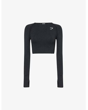 GYMSHARK Vital Seamless 2.0 Stretch-Jersey Crop Top - Black