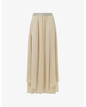 eem Asymmetric-Hem Woven Maxi Skirt - Natural