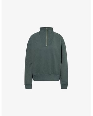 ADANOLA Funnel-Neck Relaxed Cotton-Jersey Sweatshirt - Green