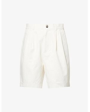 Anine Bing Carrie Pleated Cotton Shorts - White