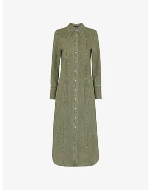 Whistles Limited Edition Hudson Lace Detail Cotton Midi Dress - Green