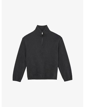 Reiss Quinn Half-Zip Cotton-Blend Sweatshirt - Black